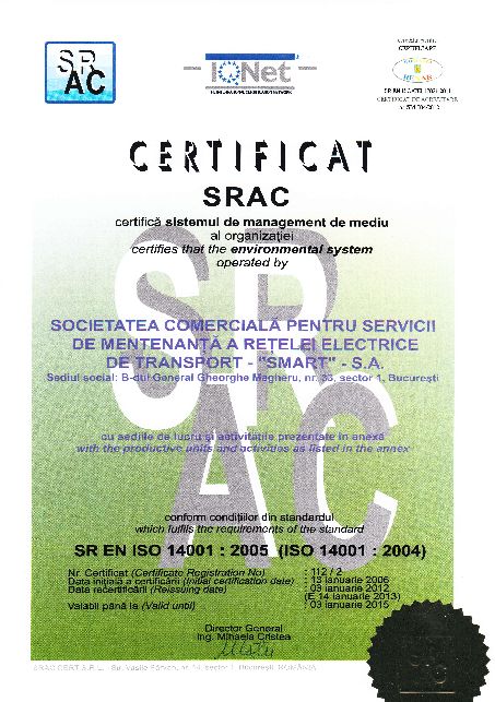 Certificat ISO 14001